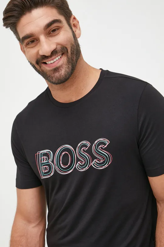črna Bombažna kratka majica BOSS Boss Athleisure