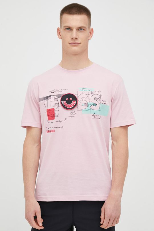 różowy BOSS t-shirt bawełniany BOSS ATHLEISURE 50472738 Męski