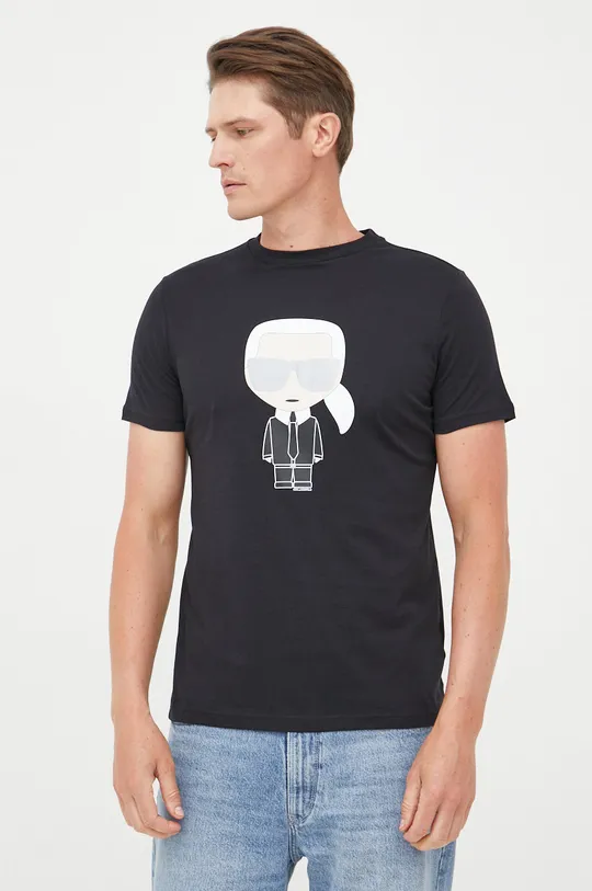 czarny Karl Lagerfeld t-shirt bawełniany 500251.755071