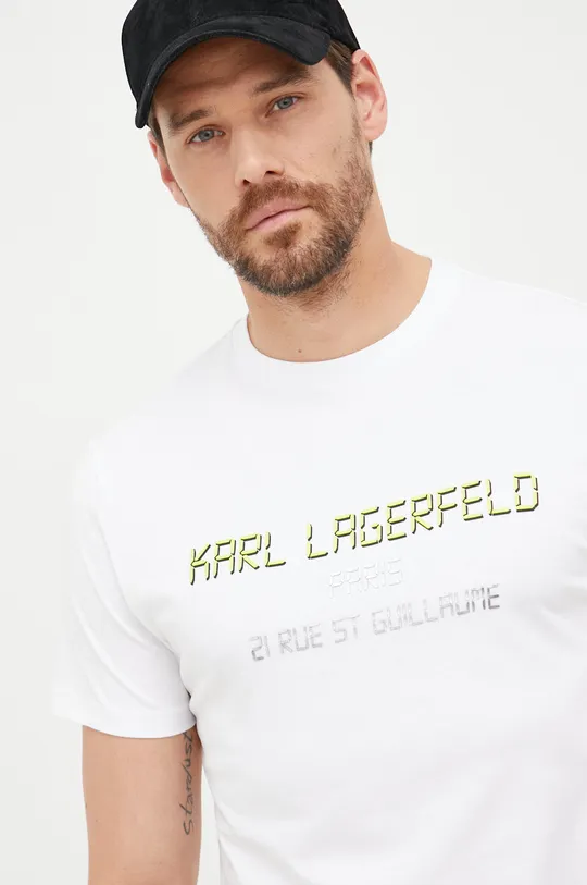 biały Karl Lagerfeld t-shirt bawełniany 523224.755081 Męski