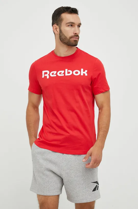 κόκκινο Βαμβακερό μπλουζάκι Reebok Ανδρικά