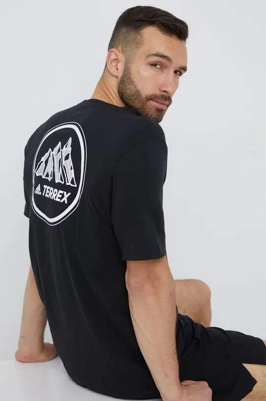 czarny adidas TERREX t-shirt bawełniany GP0019 Męski
