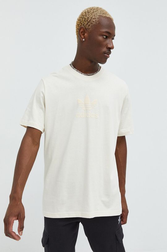 kremowy adidas Originals t-shirt bawełniany Męski