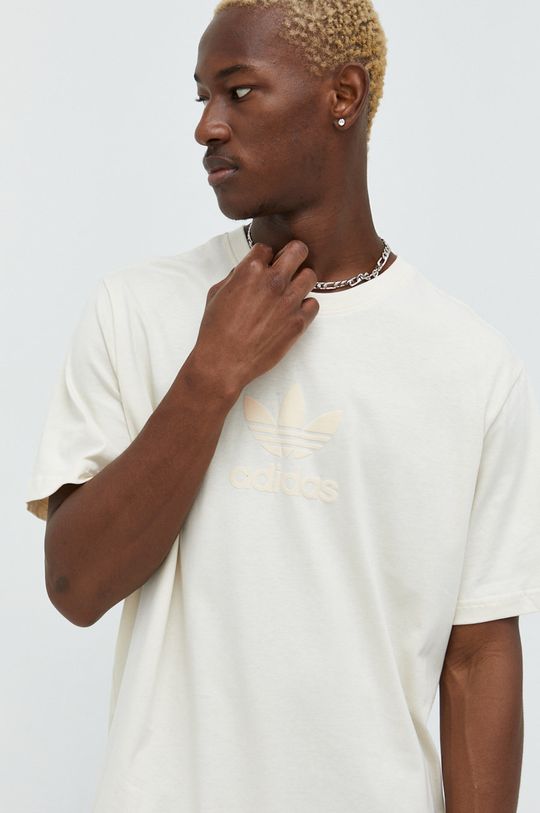 kremowy adidas Originals t-shirt bawełniany