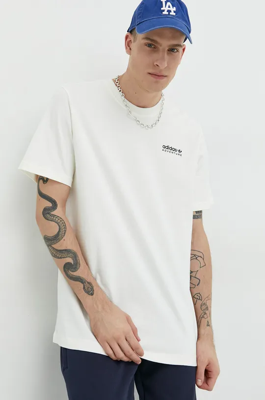 fehér Adidas Originals pamut póló