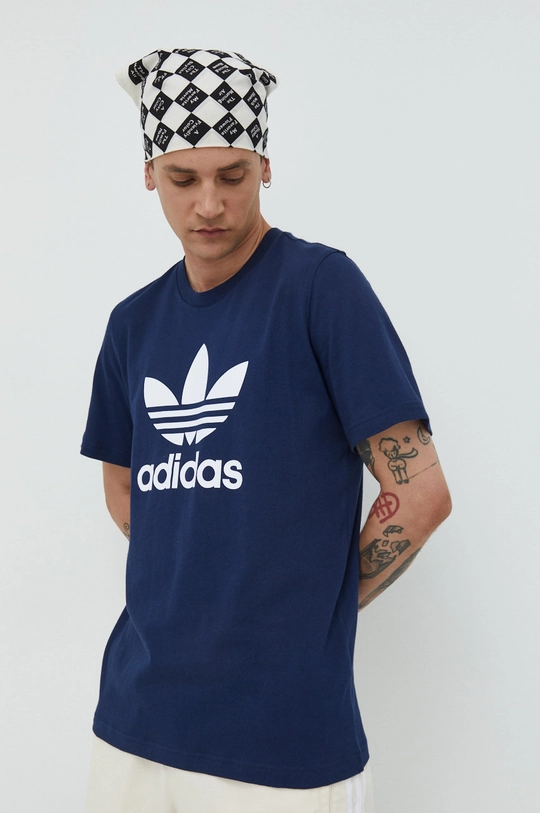 tmavomodrá Bavlnené tričko adidas Originals