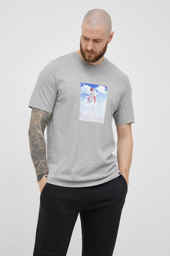 szary adidas t-shirt bawełniany Męski