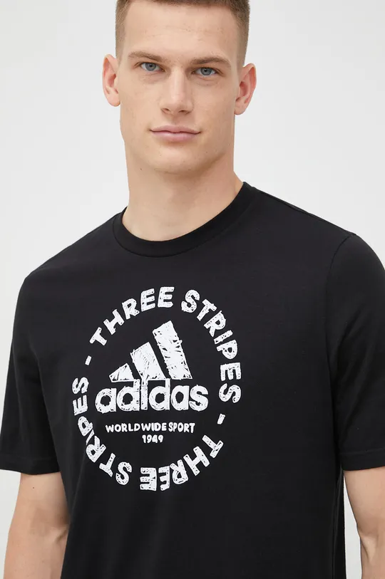 čierna Bavlnené tričko adidas