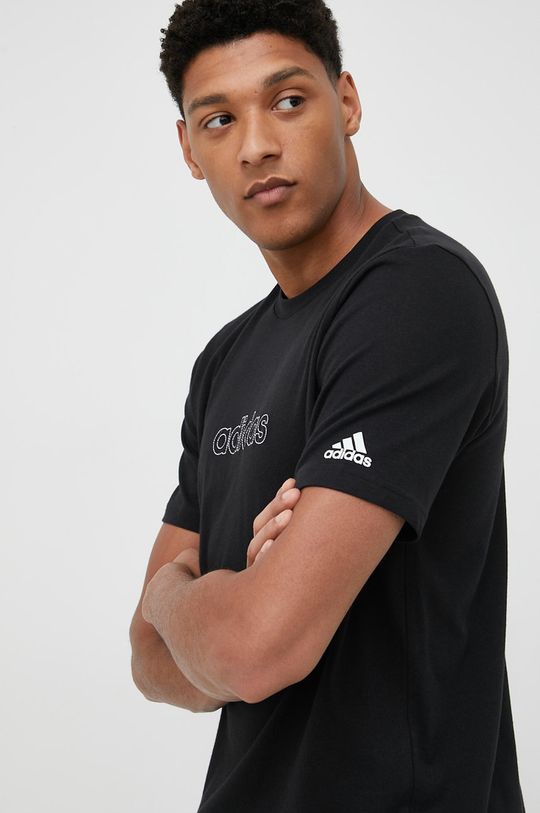 černá Bavlněné tričko adidas