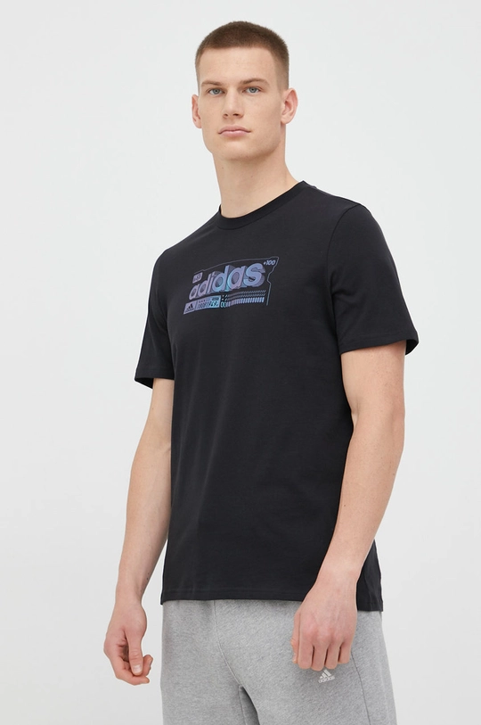 czarny adidas t-shirt bawełniany