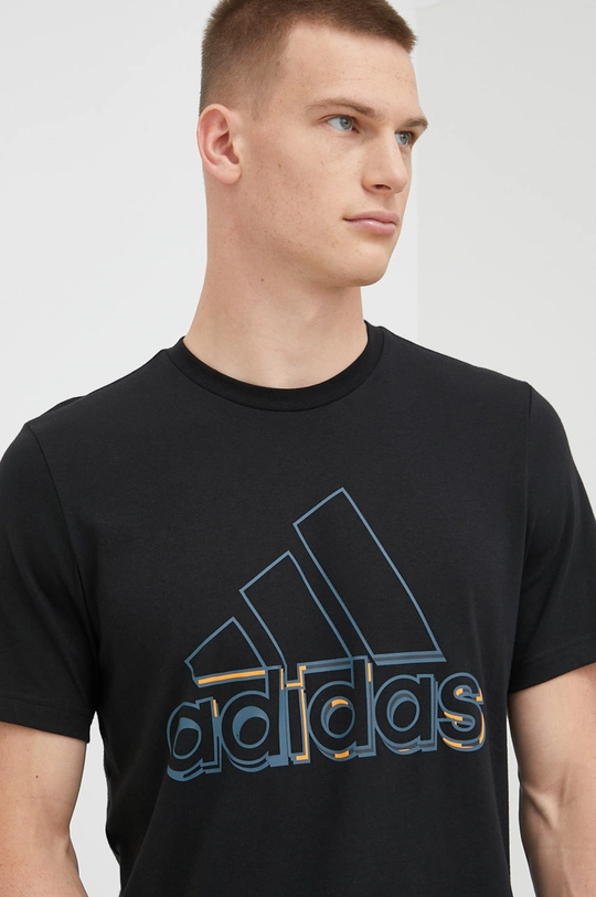 μαύρο Βαμβακερό μπλουζάκι adidas