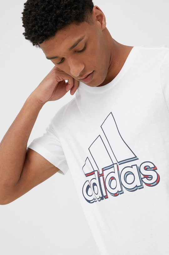 λευκό Βαμβακερό μπλουζάκι adidas Ανδρικά