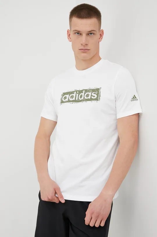 bela Bombažna kratka majica adidas