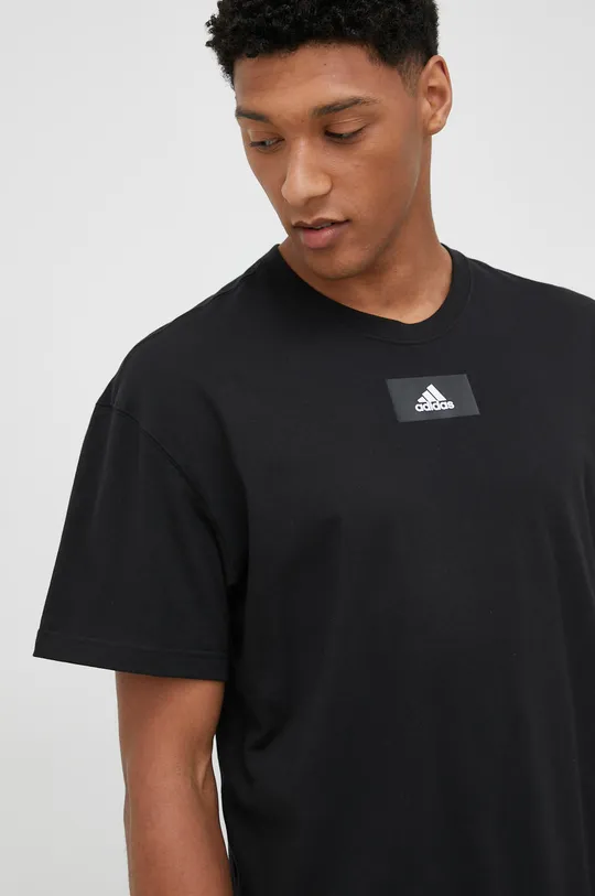 čierna Bavlnené tričko adidas Pánsky