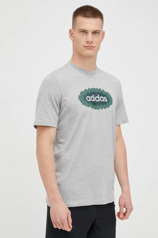 γκρί Βαμβακερό μπλουζάκι adidas Ανδρικά
