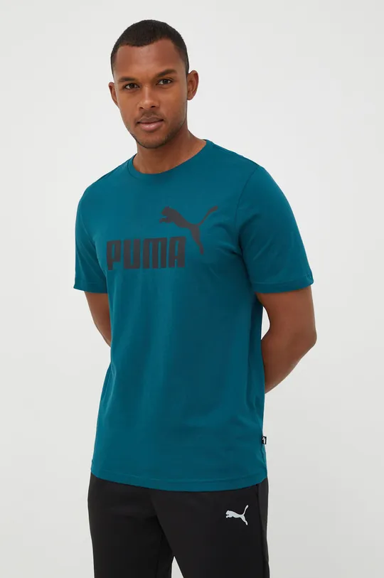 turkusowy Puma t-shirt bawełniany