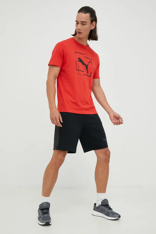 κόκκινο Βαμβακερό μπλουζάκι Puma Ανδρικά