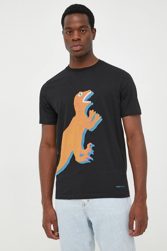 czarny PS Paul Smith t-shirt bawełniany Męski