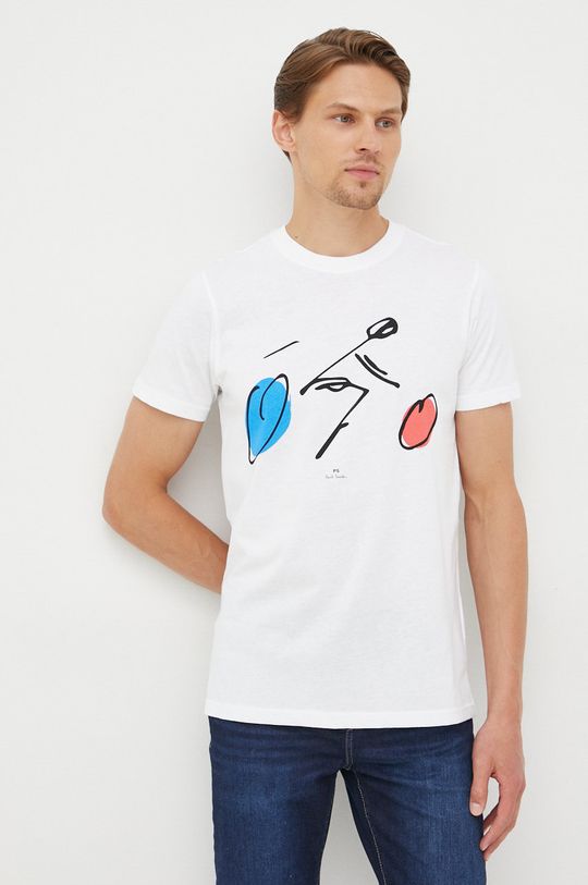 biały PS Paul Smith t-shirt bawełniany Męski
