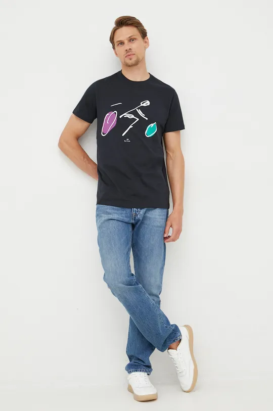 PS Paul Smith t-shirt bawełniany granatowy