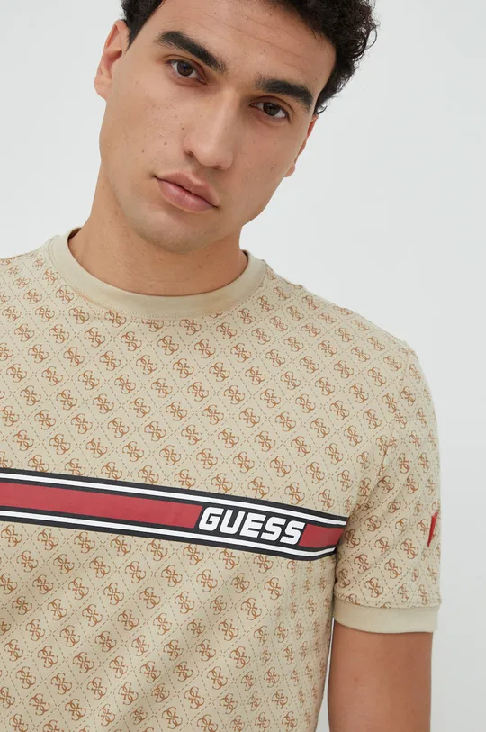 beżowy Guess t-shirt JAMEY