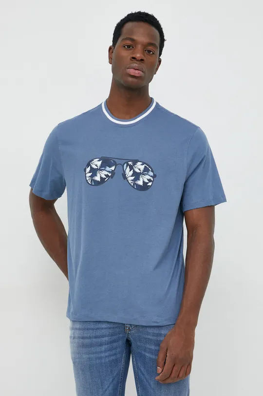 modrá Bavlnené tričko Michael Kors