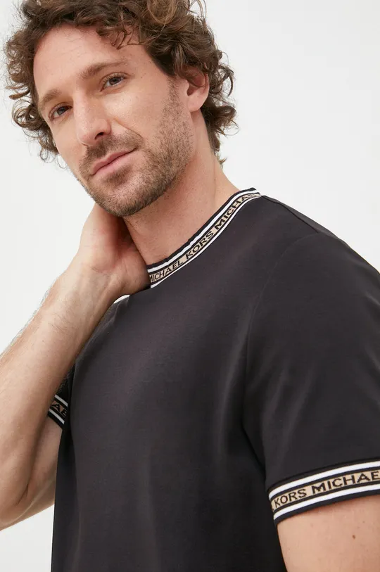 czarny Michael Kors t-shirt bawełniany CS1506K21N Męski