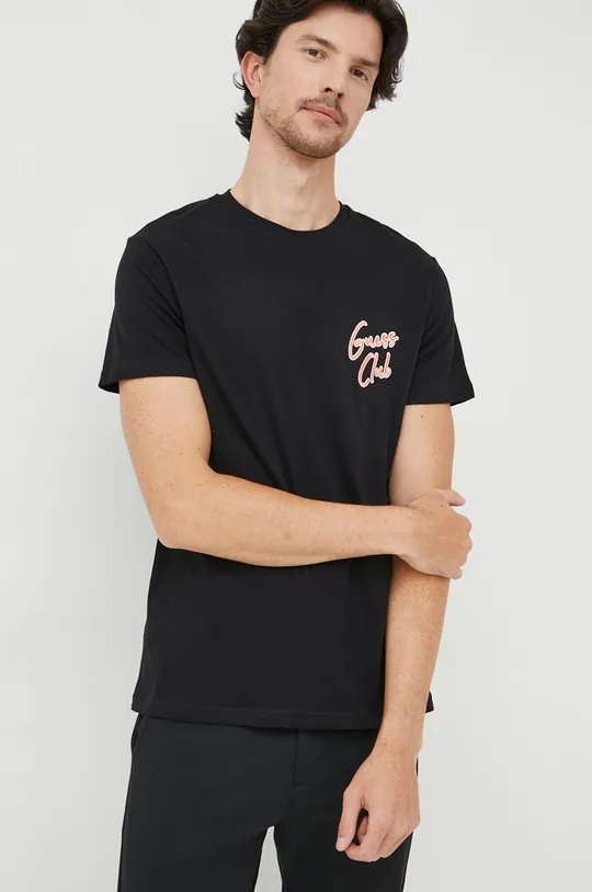 czarny Guess t-shirt bawełniany