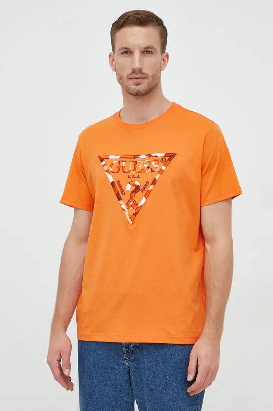 πορτοκαλί Βαμβακερό μπλουζάκι Guess