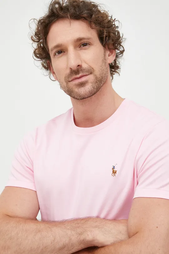 розовый Хлопковая футболка Polo Ralph Lauren Мужской