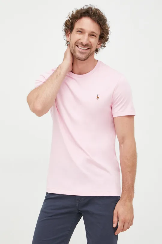 różowy Polo Ralph Lauren t-shirt bawełniany 710740727010