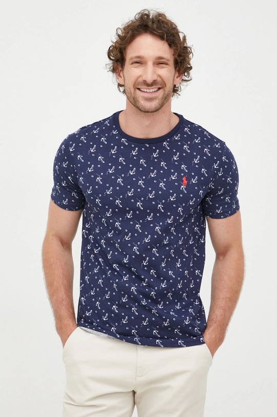 granatowy Polo Ralph Lauren t-shirt bawełniany 710869997001 Męski