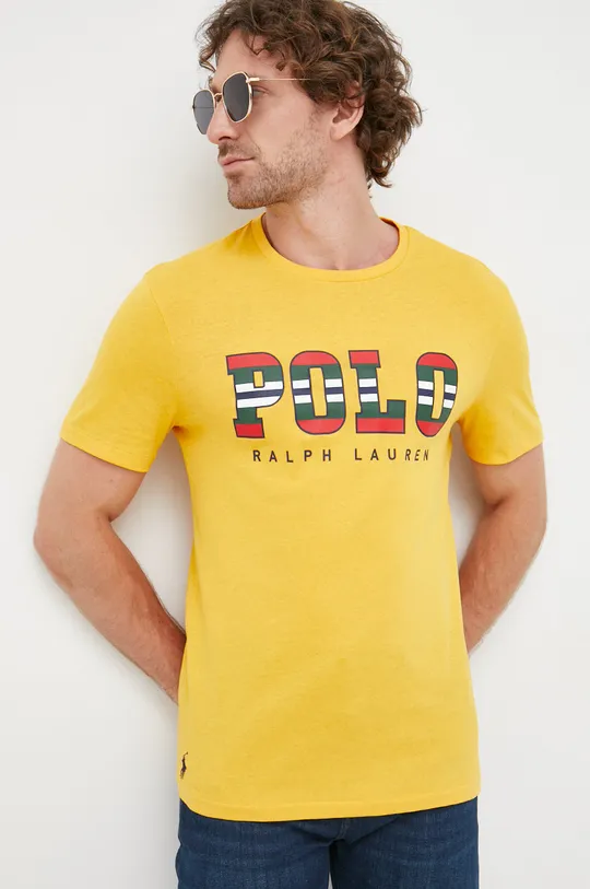 žltá Bavlnené tričko Polo Ralph Lauren Pánsky