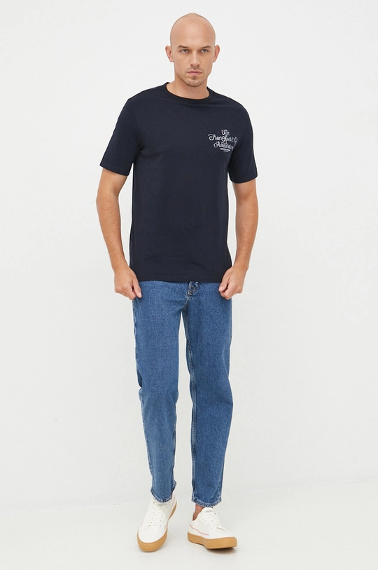 Scotch & Soda t-shirt bawełniany granatowy