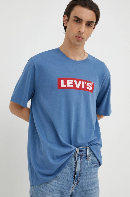 niebieski Levi's t-shirt bawełniany Męski