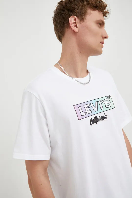 biały Levi's t-shirt bawełniany