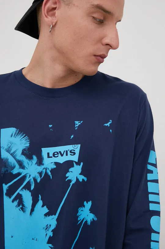 σκούρο μπλε Βαμβακερή μπλούζα με μακριά μανίκια Levi's