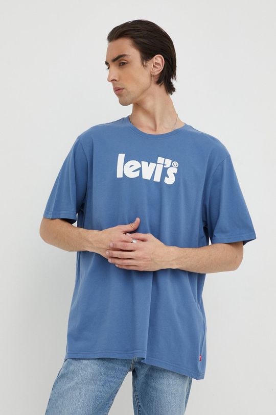 ocelová modrá Bavlněné tričko Levi's Pánský