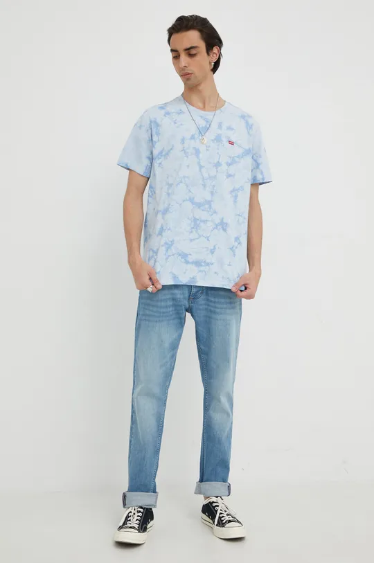 Βαμβακερό μπλουζάκι Levi's μπλε