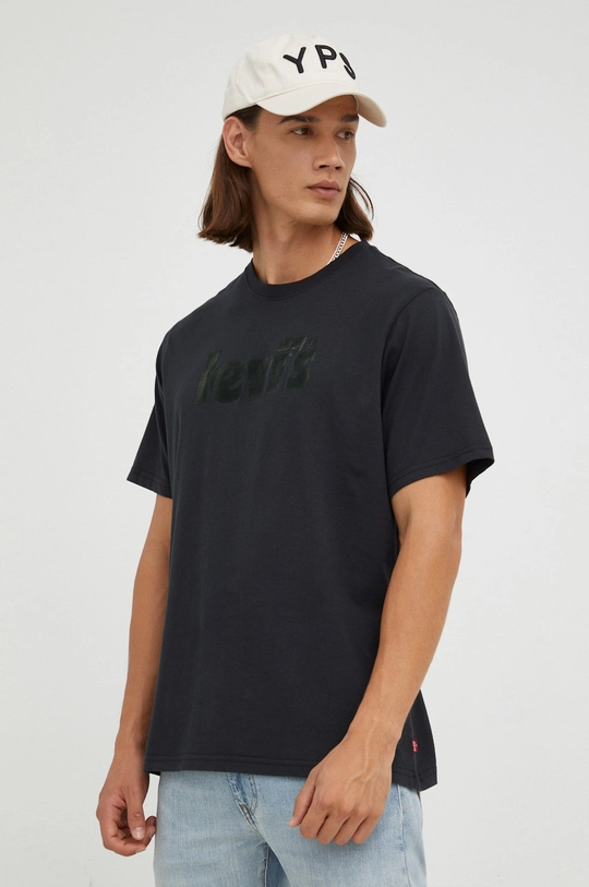 czarny Levi's t-shirt bawełniany