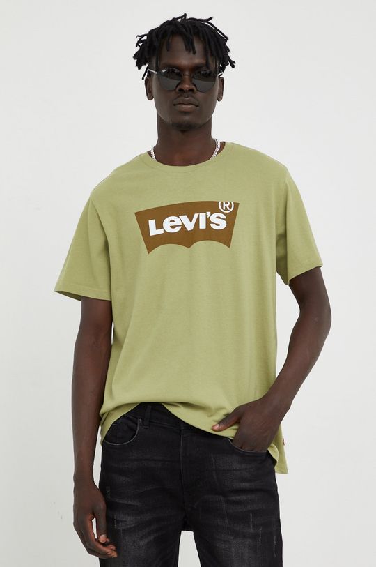 brązowa zieleń Levi's t-shirt bawełniany Męski