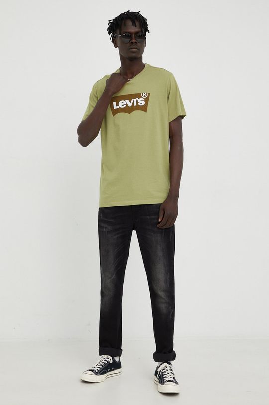 Levi's t-shirt bawełniany brązowa zieleń