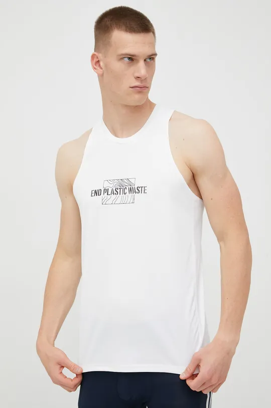λευκό Μπλουζάκι για τρέξιμο adidas Performance Run For The Ocean Ανδρικά
