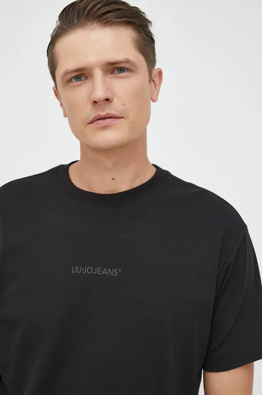 μαύρο Βαμβακερό μπλουζάκι Liu Jo Ανδρικά