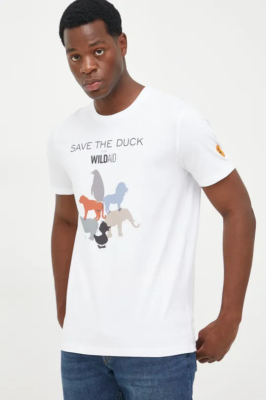 biały Save The Duck t-shirt bawełniany