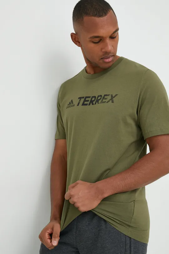πράσινο Βαμβακερό μπλουζάκι adidas TERREX Ανδρικά