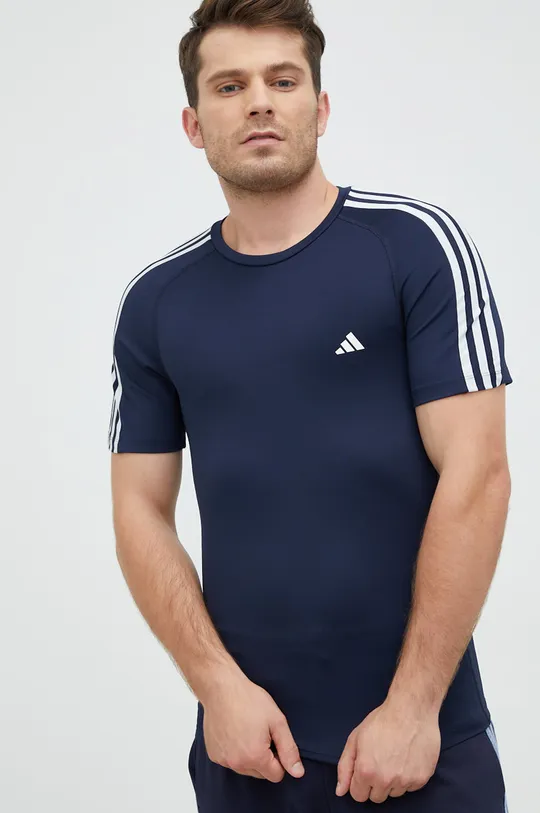 mornarsko modra Kratka majica za vadbo adidas Performance Techfit 3-stripes