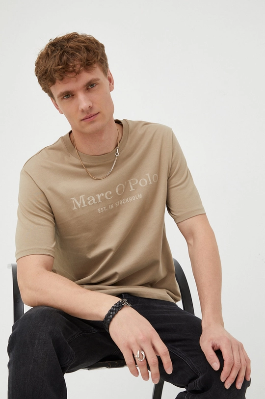 beżowy Marc O'Polo t-shirt bawełniany Męski