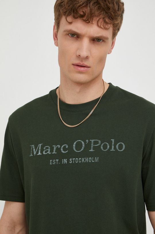ciemny zielony Marc O'Polo t-shirt bawełniany