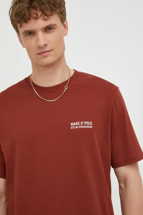 burgundské Bavlnené tričko Marc O'Polo Pánsky